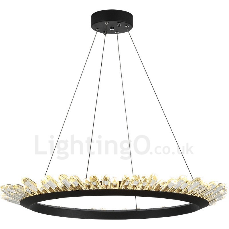 Lampada a sospensione ad anello in cristallo moderna