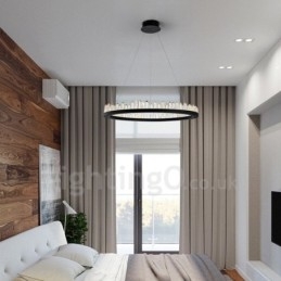 Lampada a sospensione circolare in cristallo, design moderno, regolabile