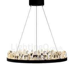 Lampada a sospensione circolare in cristallo, design moderno, regolabile
