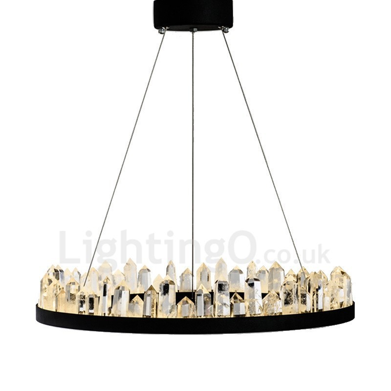 Lampada a sospensione circolare in cristallo, design moderno, regolabile