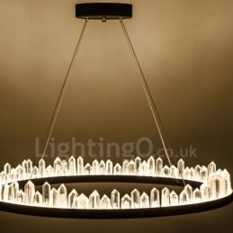Lampada a sospensione circolare in cristallo, design moderno, regolabile
