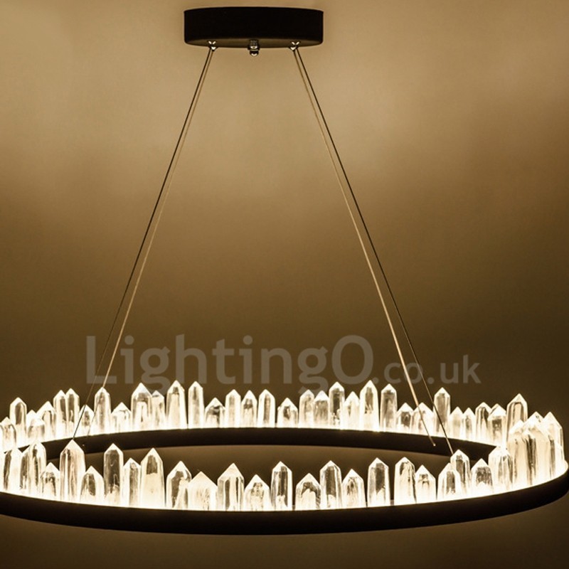 Lampada a sospensione circolare in cristallo, design moderno, regolabile