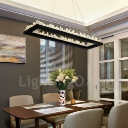 Lampada a sospensione rettangolare in cristallo 80 x 30 cm, 100 x 30 cm, LED, acciaio