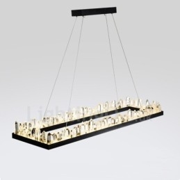 Lampada a sospensione rettangolare in cristallo 80 x 30 cm, 100 x 30 cm, LED, acciaio