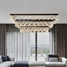 Lampada a sospensione rettangolare in cristallo stile nordico, regolabile 1,2 m, 220V