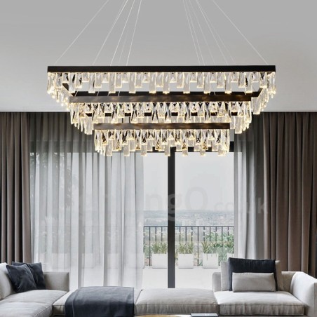 Lampada a sospensione rettangolare in cristallo stile nordico, regolabile 1,2 m, 220V