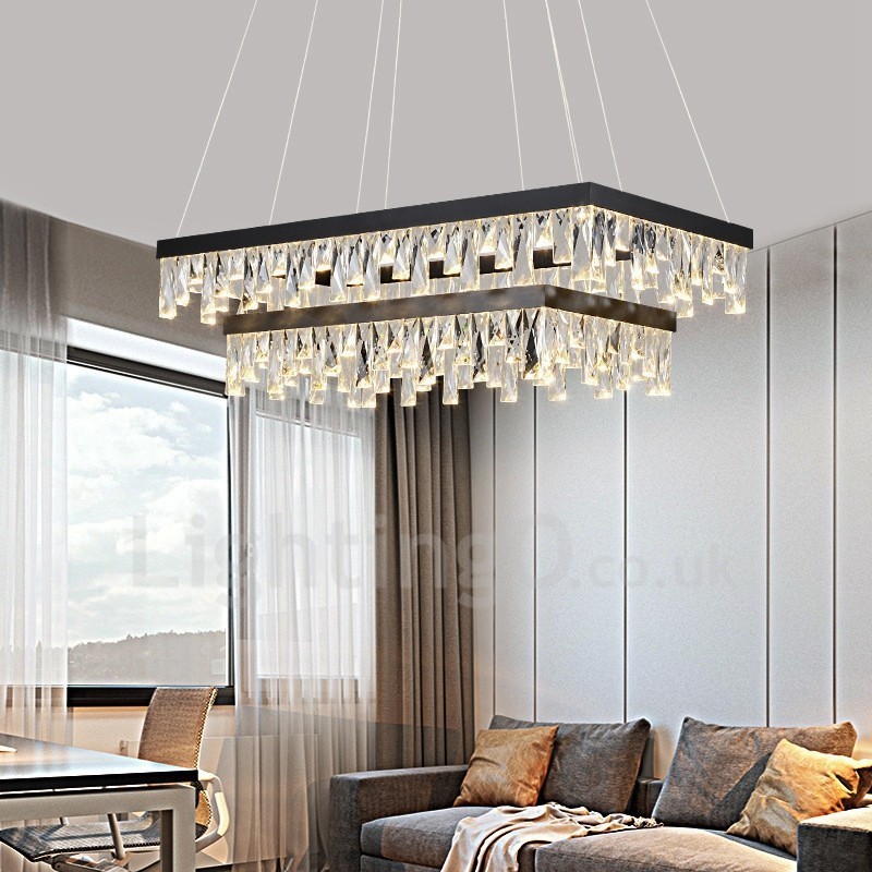 Lampada a sospensione rettangolare in cristallo stile nordico, regolabile 1,2 m, 220V