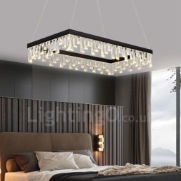 Lampada a sospensione rettangolare in cristallo stile nordico, regolabile 1,2 m, 220V