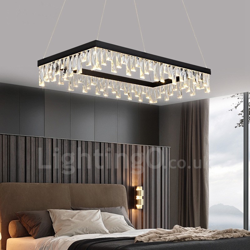 Lampada a sospensione rettangolare in cristallo stile nordico, regolabile 1,2 m, 220V