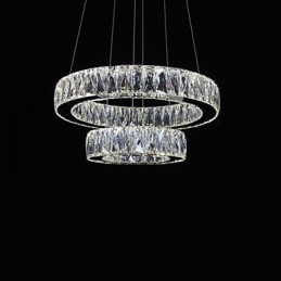 Lampadario a sospensione in cristallo due anelli D2040 K9 40 cm argento