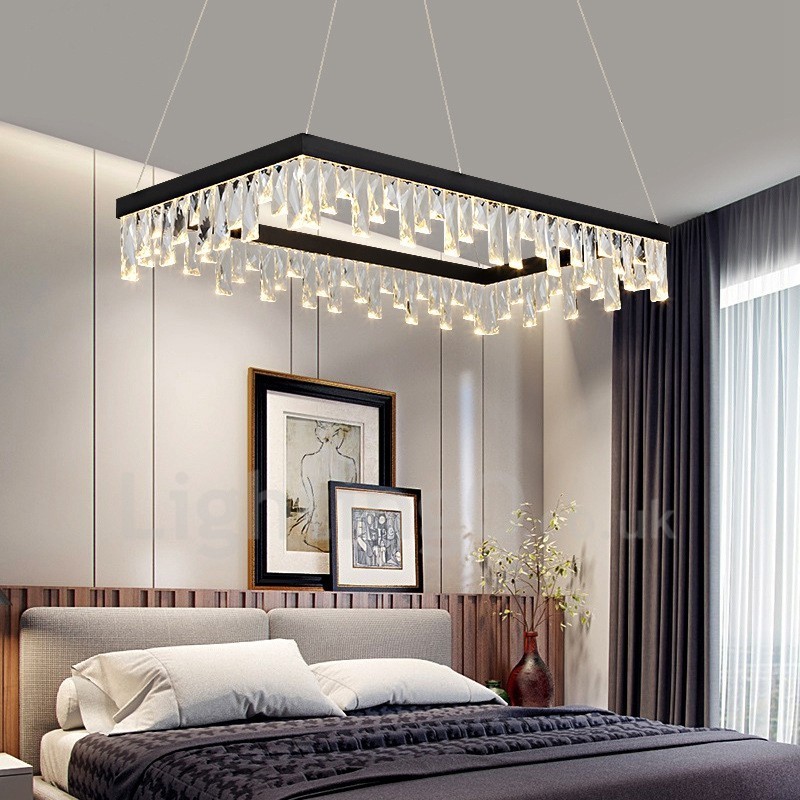 Lampada a sospensione rettangolare in cristallo stile nordico, regolabile 1,2 m, 220V