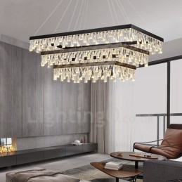 Lampada a sospensione rettangolare in cristallo stile nordico, regolabile 1,2 m, 220V