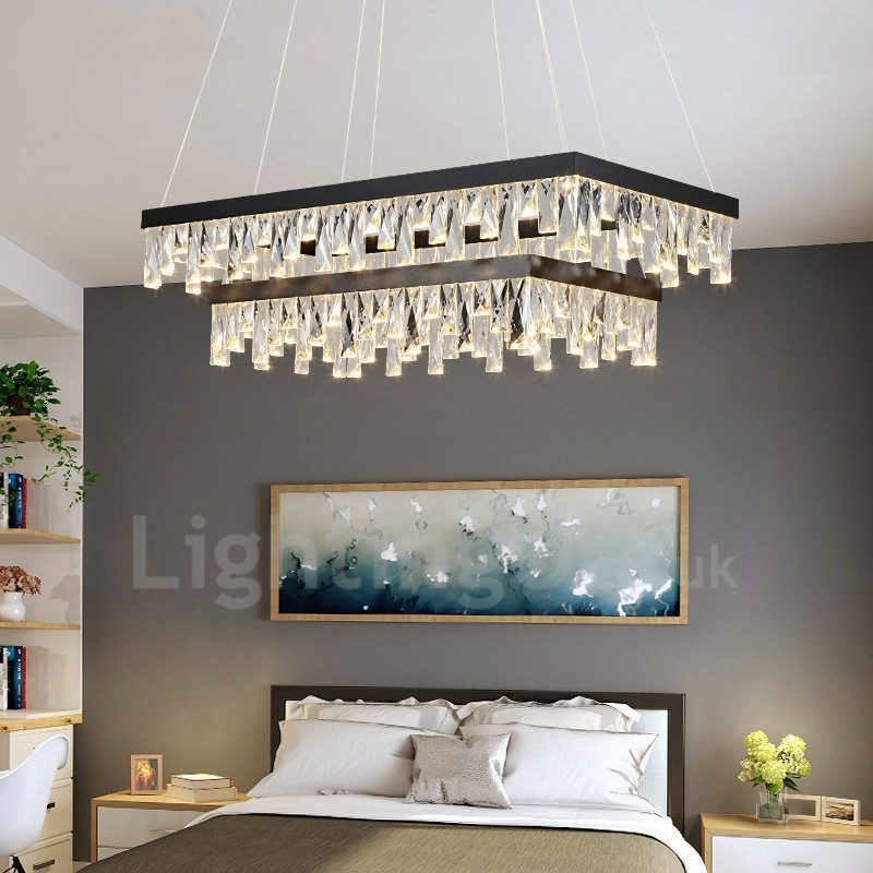Lampada a sospensione rettangolare in cristallo stile nordico, regolabile 1,2 m, 220V