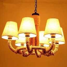 Lampadario country in metallo giallo, 6 luci E26/E27, catena regolabile