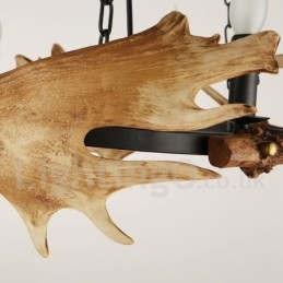 Lampadario rustico in corna di cervo a 6 luci E14, diametro 80 cm, altezza 80 cm