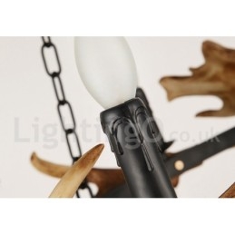 Lampadario rustico in corna di cervo a 6 luci E14, diametro 80 cm, altezza 80 cm