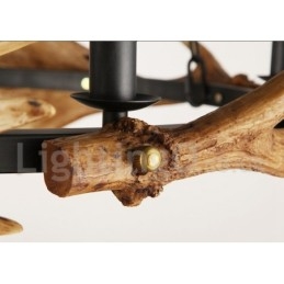 Lampadario rustico in corna di cervo a 6 luci E14, diametro 80 cm, altezza 80 cm