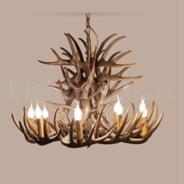 Lampadario rustico in corna di cervo a 9 luci E14, Ø 100 cm, H 55 cm