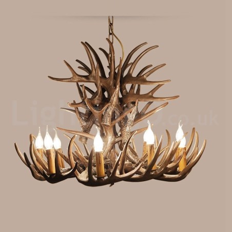 Lampadario rustico in corna di cervo a 9 luci E14, Ø 100 cm, H 55 cm