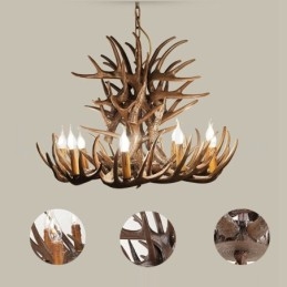 Lampadario rustico in corna di cervo a 9 luci E14, Ø 100 cm, H 55 cm