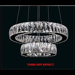 Lampadario a sospensione in cristallo due anelli D2040 K9 40 cm argento