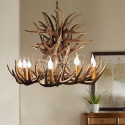 Lampadario rustico in corna di cervo a 9 luci E14, Ø 100 cm, H 55 cm