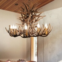Lampadario rustico in corna di cervo a 9 luci E14, Ø 100 cm, H 55 cm