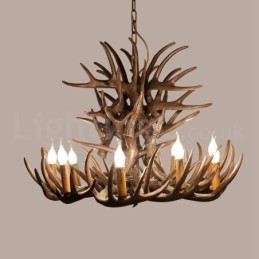 Lampadario rustico in corna di cervo a 9 luci E14, Ø 100 cm, H 55 cm