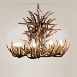 Lampadario rustico in corna di cervo a 9 luci E14, Ø 100 cm, H 55 cm