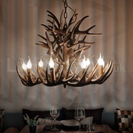 Lampadario rustico in corna di cervo a 9 luci E14, Ø 100 cm, H 55 cm