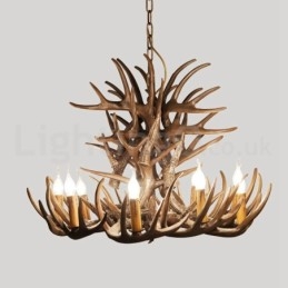 Lampadario rustico in corna di cervo a 9 luci E14, Ø 100 cm, H 55 cm