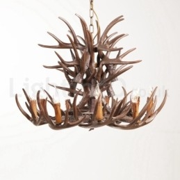 Lampadario rustico in corna di cervo a 9 luci E14, Ø 100 cm, H 55 cm