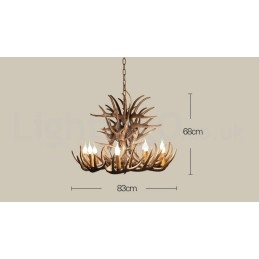 Lampadario rustico in corna di cervo a 9 luci E14, Ø 100 cm, H 55 cm