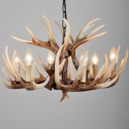 Lampadario rustico vintage in corna di cervo a 6 luci E14