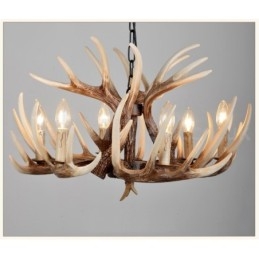 Lampadario rustico vintage in corna di cervo a 6 luci E14