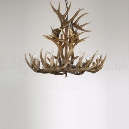 Lampadario rustico vintage in corna di cervo, 12 luci, 2 cravatte, E14, 80 cm