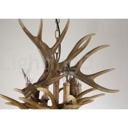 Lampadario rustico vintage in corna di cervo, 12 luci, 2 cravatte, E14, 80 cm