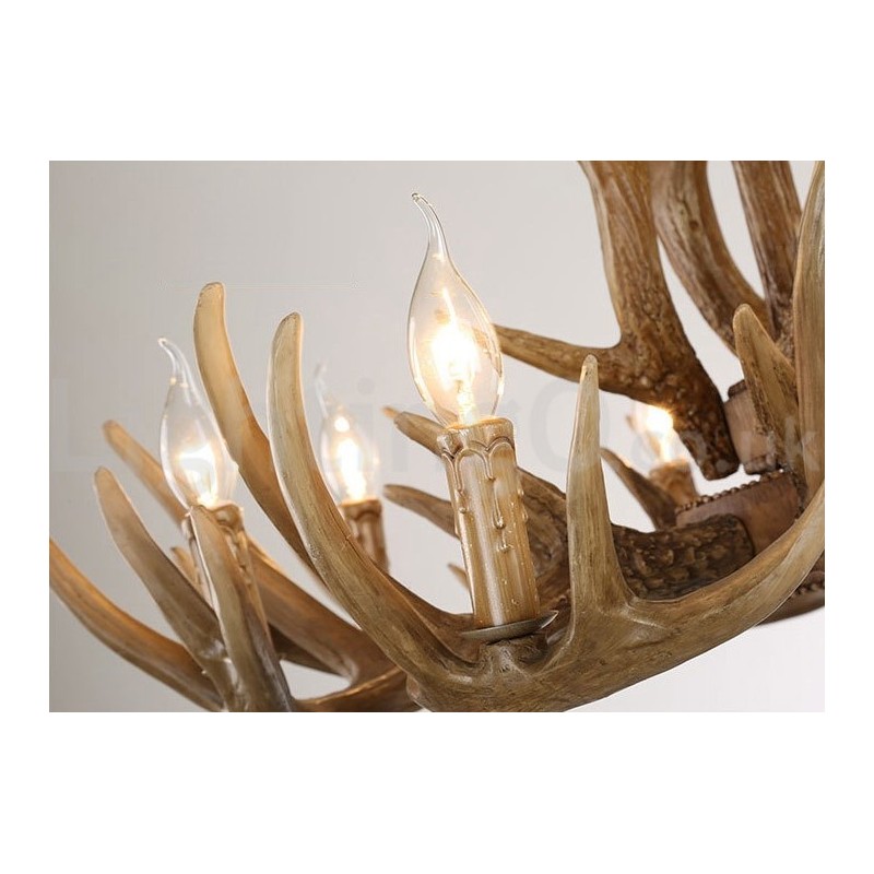 Lampadario rustico vintage in corna di cervo, 12 luci, 2 cravatte, E14, 80 cm