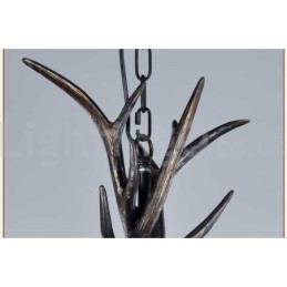 Lampadario rustico vintage artistico a 6 luci in corna di cervo nere