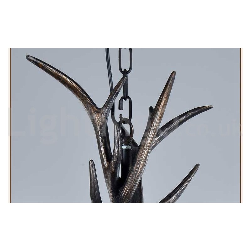 Lampadario rustico vintage artistico a 6 luci in corna di cervo nere