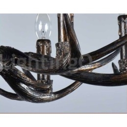 Lampadario rustico vintage artistico a 6 luci in corna di cervo nere