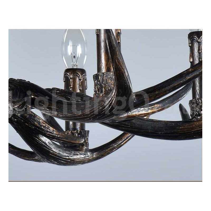 Lampadario rustico vintage artistico a 6 luci in corna di cervo nere