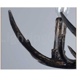 Lampadario rustico vintage artistico a 6 luci in corna di cervo nere