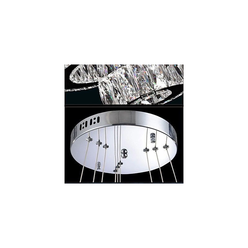 Lampadario a sospensione in cristallo due anelli D2040 K9 40 cm argento