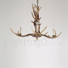 Lampadario a candela vintage retrò in corna di cervo rustico a 3 luci