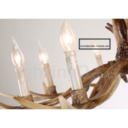 Lampadario rustico vintage a corna di cervo 6 luci E14 resina