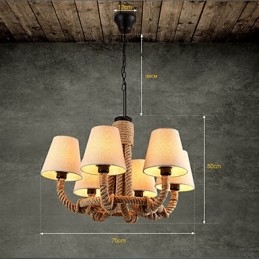 Lampadario country in metallo giallo, 6 luci E26/E27, catena regolabile