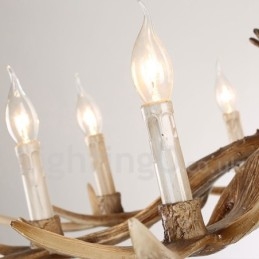 Lampadario rustico vintage in corna di cervo a 8 luci, attacco E14, Ø 77 cm