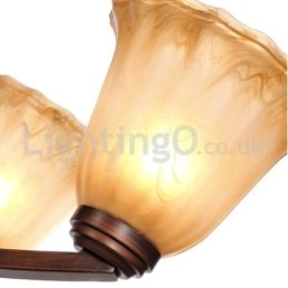 Lampadario rustico in acciaio inox con paralumi in vetro 6 lampadine E14 Ø 75 cm