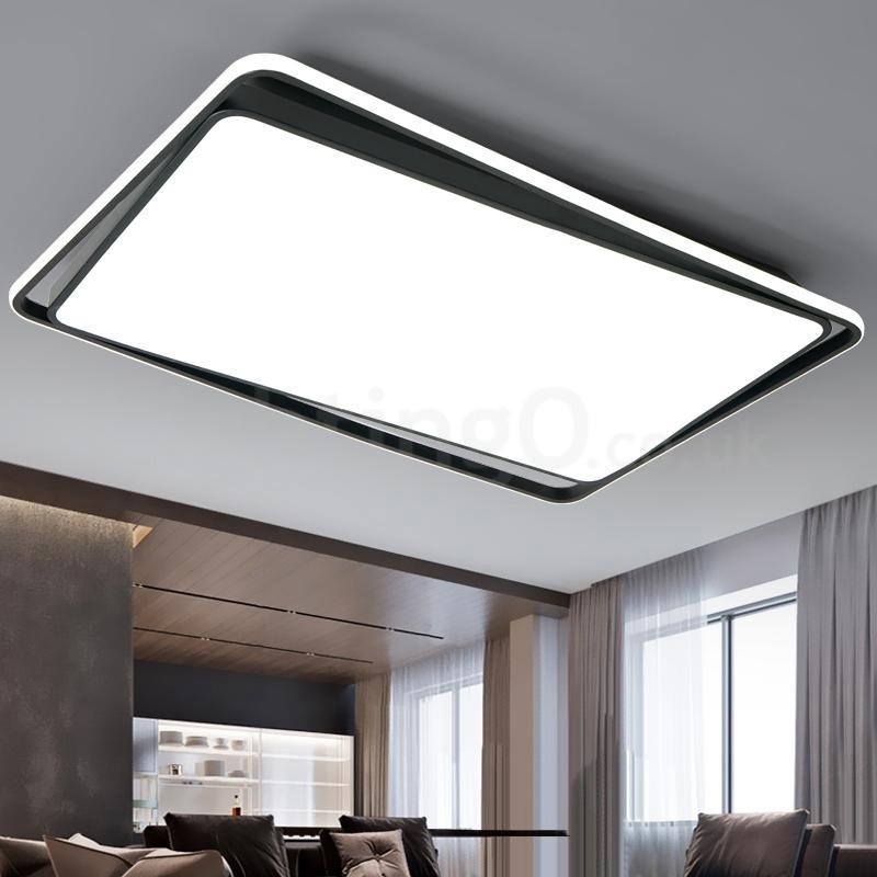 Plafoniera rettangolare moderna a filo bianco e nero